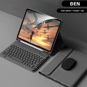 Combo Bàn Phím Và Chuột Bluetooth Không Dây Cho iPad Pro 13/11 Tương Thích Với M5/M4/2026/M3 Air 13/11/5/4/10.2 Vỏ PU Thời Trang Có Pin Sạc