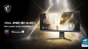 MSI 34" MEG 342C QD-OLED UWQHD 3440x1440 HDR400 175Hz 0.03ms Adaptive Sync Spectrumbar USB-C Curved 1800R Gaming Monitor