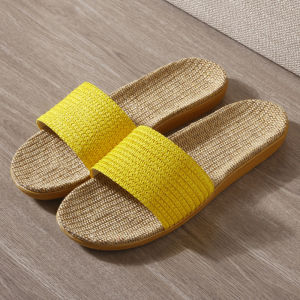 Home New Linen Slippers Women Men Four Seasons Spring Autumn Home Couple Pair Woven Anti-slip Deodorant Summer Cool Slippers