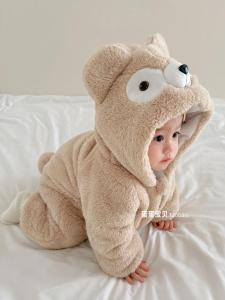 Cute Bear Baby Winter Outfit Thickened Cotton Romper Suit for Boys And Girls Infant Clothes Long Sleeve Warm Clothes for Toddlers