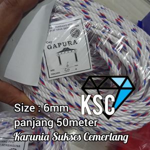 TALI 6 TAMBANG 6MM 50 METER / TAMBANG PPD 6MM / TALI PPD 6MM / TALI PENGIKAT TERPAL / TALI JEMURAN BAJU / TALI PLASTIK 6MM / TALI KILOAN / TALI IKAT BARANG / TALI MOBIL