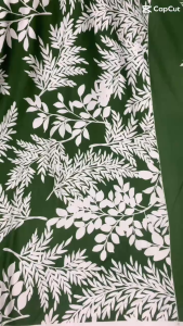 1 Mét Vải Thun Cotton 2 Chiều Nền Xanh Lá Cây Đậm Hoạ Tiết Lá Trắng Khổ 1m6 Hàng Công Ty