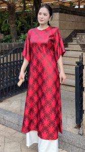 Áo Dài Cách Tân Dáng Suôn lụa tơ tằm Cổ Tròn AD038– Sang Trọng Thanh Lịch Cho Mọi Dịp - KHÁNH LINH STYLE