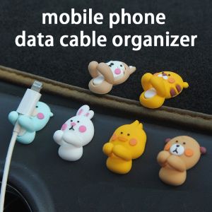 2PCS Adhesive Cartoon Mobile Phone Cable Organizer for USB Charging Data Wire Holder Protector Cord Cable Management Accessories