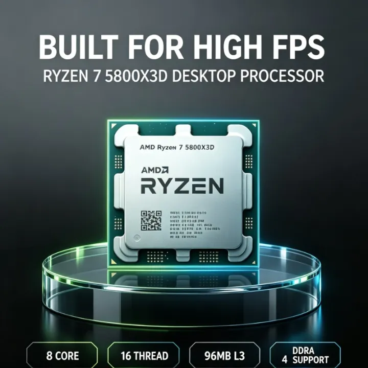 AMD | Ryzen7 5800X3D AM4 High‑Frame Gaming Processor 8‑Core 16‑Thread 5GHz 96MB Cache DDR4 105W Tray Desktop CPU No Fan