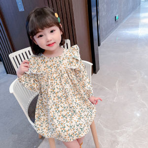Female 5 Childrens Dress 2023 Spring & Fall New Arrival Children Western Style Small Floral 4 Children Long Sleeves Internet Celebrity Princess Skirt