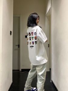 เสื้อยืดแขนสั้นหลวมสไตล์อเมริกันย้อนยุค สีขาว ไซส์ใหญ่ สำหรับผู้หญิง ฤดูร้อน ใหม่ เสื้อตัวบนแบบหลวมๆ สไตล์เกาหลี