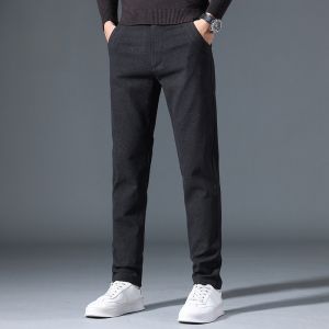 ROMON | Lormen Mens Casual Straight Leg Pants Fashionable Business Long Trousers Spring Autumn New Style Elastic Waist Design