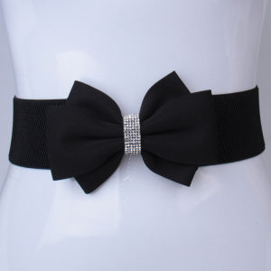 Bows Waist Seal Red Black Ladies Decoration with Jumpsuit Wide Diamond Inlaid Corset Waist Outer Wear Elastic Womens K-style