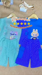 Setelan Labubu Cargo Anak PerempuanUntuk anak 1-6thnOneset LabubuStelan Labubu Anak perempuan