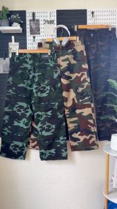 กางเกงยีนส์ขายาว รุ่นลายทหารคาร์โก้ ขากระบอก เอวสูง ผ้าไม่ยืด เนื้อดี ลายสวย