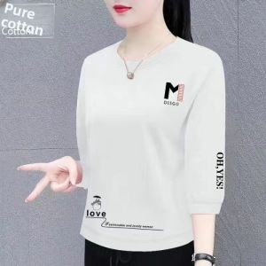 HUAXUNRAN | Cotton 3/4 Sleeve Loose T-Shirt for Women