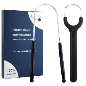 Stainless Steel Tongue Scraper Set For Adult Ergonomic Metal Tongue Cleaner Oral Brush U-shape Easy To Clean Reduce Bad Breath