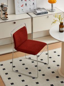 Italian Style Simple Home Dining Chair Designer Office Back Chair Small Apartment Single Person Cotton Linen Leisure Chair