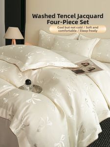 Suxuan | Summer Washed Tencel Bow Jacquard 4-Piece Bedding Set