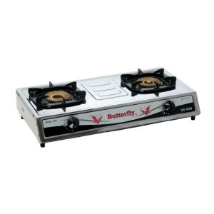 Kompor Gas LPG 2 Tungku Butterfly 858 Body Stainless Steel Burner Twister Kuningan