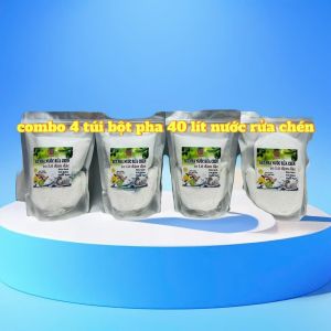 Combo 4 bột pha 40 lít nước rửa chén đậm đặc hương chanh làm sạch dầu mở trên xoang nồi chén đĩa không hại da tay