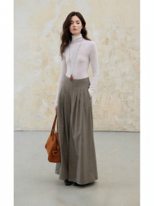 epoque de rueen | Elegant Flowing High Waist Wide Leg Skirt Pants for Women