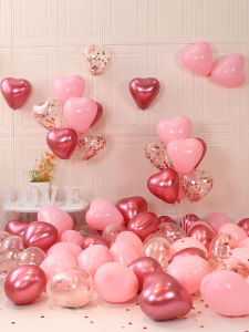 Pink Heart-Shaped Balloons for Wedding Decorations and Proposals Standard Size Latex Balloons for Bedroom Celebrations