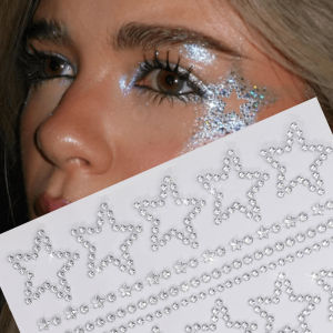 1Pcs 3D Moon Diamond Face Tattoo Stickers Bling Self-Adhesive Rhinestone Sticker for Music Festival Concert Body Jewels Decor NK
