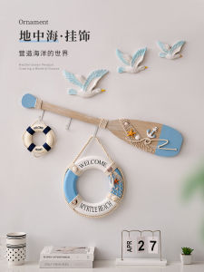 Mộc Mạc Phong Cách Địa Trung Hải 80cm Thuyền Mái Chèo Móc Treo Tường Phòng Trẻ Em Trang Trí Treo Tường Miếng Cho Phòng Ăn Nền Tường