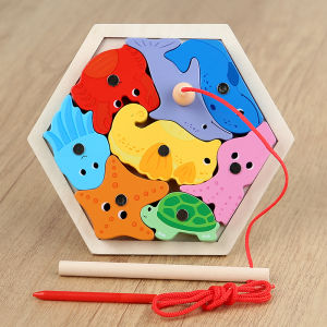 Intellectual Development Wooden Puzzle and Fishing Game
