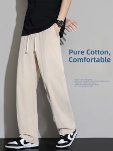 BINHANG | Mens Summer Lightweight Linen Loose Fit Cotton Casual Pants