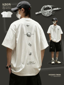 Áo Thun Nam Tay Ngắn Mùa Hè Cotton Nguyên Chất 280g in Họa Tiết Tay Lửng Thiết Kế Nửa Tay Áo Thường Ngày Thoáng Khí