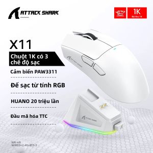 Chuột Chơi Game Không Dây Đa Chế Độ Attack Shark R1/X11 18K DPI PAW3311 Nhẹ Có Thể Lập Trình Kết Nối Bluetooth/2.4GHz/Có Dây Cho PC/Laptop