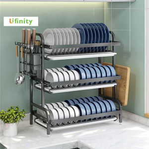 Lifinity 42/55cm Kệ Bát Đĩa Đa Năng-Kệ Bếp Có Khay Hứng Nước Dung Lượng Lớn và Dễ Lắp Đặt