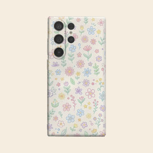 BILIBILI | beige hand drawn floral Luxury Fashion Full Lens Protective Case for Samsung Galaxy S26 S25 S24 A56 A36 Plus Ultra