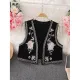 Vintage Embroidered Women's Vest Cardigan Loose-Fit Shoulder Top Summer New Style Korean Version Sleeveless Clothing. 