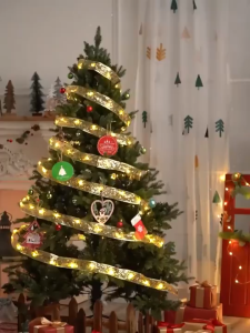 10M Christmas Colored Light Strip With Christmas Tree Decoration Ribbon Light Bow Light Strip Waterproof Copper Wire Led Flash String Suitable For Bedroom Parties Weddings Holidays Christmas Garden Decoration Atmosphere Fairy Tale Light