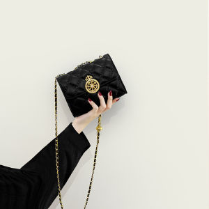 MKDA Diamond Pattern Mini Square Bag Womens New 2025 High-End Feeling Charm Chain Bag Top Grain Cowhide Single Shoulder Slant Crossbody Bag