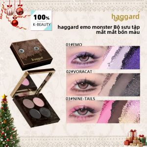 Bảng Phấn Mắt Bốn Màu Haggard Emo Monster Series Lâu Trôi Nhiều Kết Cấu Shimmer Matte Trang Điểm Dự Tiệc Kim Loại