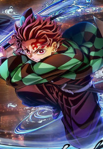 Bandai | Anime Demon Slayer Tanjiro Kamado Characters Wall Decor Oil Painting By Numbers for Living Room Bedroom Perfect Gift Frameless