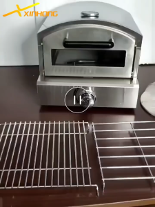 XINHONG Gas Pizza Oven Countertop Stainless Steel Pizza Maker with 12 Inch Round Pizza Stone Portable Pizza Stove for Party Outdoor Cooking Commercial/Home