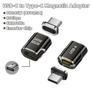 240W Magnetic USB Type C Adapter 80Gbps OTG 8K Video Fast Charging Converter for iPhone 17 16 15 14 13 Laptop Monitor Macbook