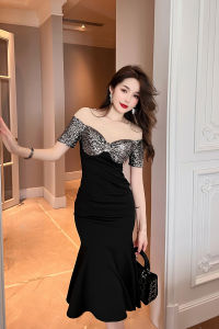 ZY·HT 2024 Summer New Dress Elegant Ladies Slim Fishtail Sequins Long Birthdays Prom Dinner Dress 10119 eravogue