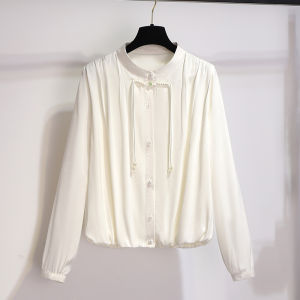 Elegant White Shirt New Chinese Style Womens Fashion Autumn Collection Beautiful Personality Top Commute Loose Fit Long Sleeve