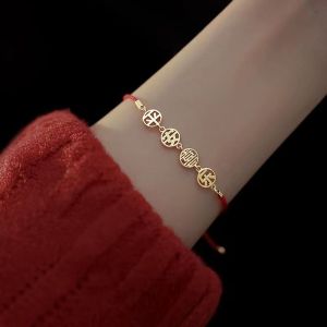 925 Pure Silver Woven Red Rope Bracelet for Women Snake Year New Year Lucky Charm Fashion Jewelry Accessories Handmade Craft