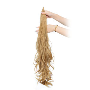 30Inch Dài Nhiều Lớp Tóc Tổng Hợp Màu Đen Tóc Vàng Linh Hoạt Quấn Quanh Đuôi Ngựa Kẹp Trong Kết Cấu Xoăn Bộ Tóc Giả 120 Gam/cái