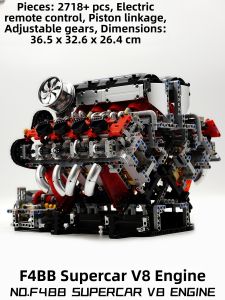 Electric Model Engine V8 Simulation Building Blocks Desktop Display Boy Toy Gift Easy Assembly Plastic Blocks from China