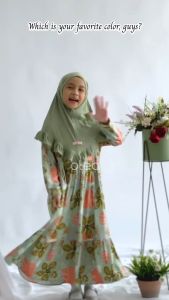 ETUZI NAWRAH Dress Kids - Dress Anak Motif Bunga Bahan Adem dan Lembut - Baju Muslim Dress Anak