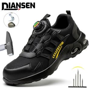 Mens Rotating Button Safety Shoes Steel Toe Work Sneakers Indestructible Shoes Puncture-Proof work Boots Air Cushion Men Boots