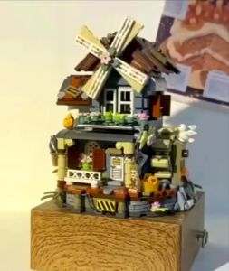 Kado Ulang Tahun Anak Windmill House Music Box Building Blocks Gift Toy Rumah Kincir Angin Kotak Musik