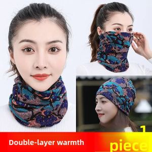 JIFANPAUL | Warm Thermal Flat Brim Cap Floral Ethnic Style