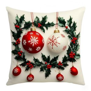 VIKAMA Christmas Pillow Cover Soft & Skin‑Friendly Deer Snowman Poinsettia Winter Cushion Case for Sofa Office Home Decor