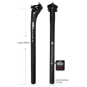3K Glossy Carbon Fiber Seatpost for Mountain Bike Double Spike 27.2mm 30.8mm 31.6mm Diameter 350mm 400mm Bike Accessories
