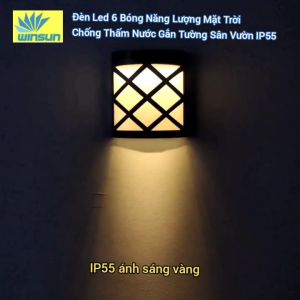 Đèn Led 6 Bóng Năng Lượng Mặt Trời Chống Thấm Nước Đèn Led Gắn Tường Sân Vườn IP55
